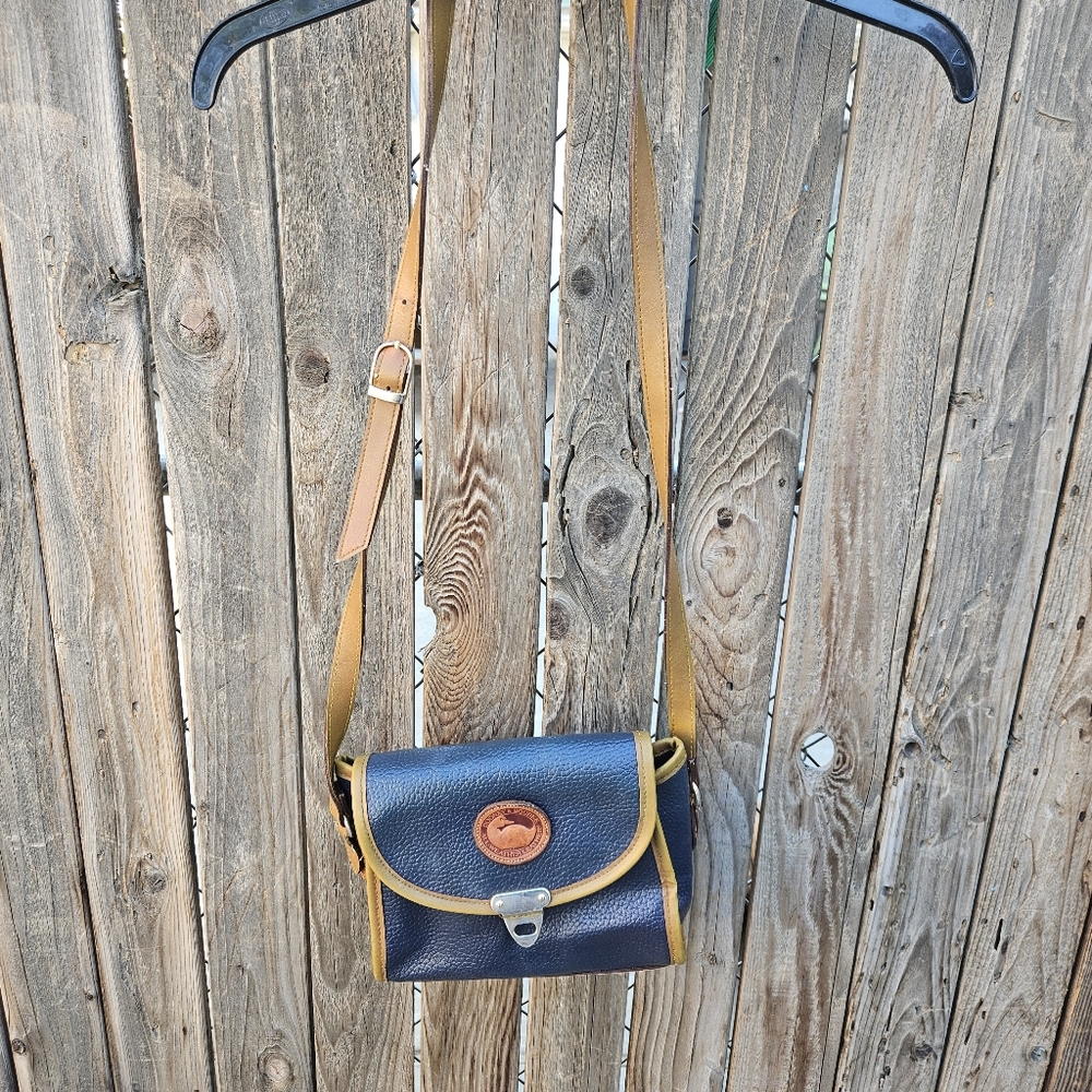 Dooney & Bourke Navy Leather Crossbody with Tan Trim - Picture 5 of 16